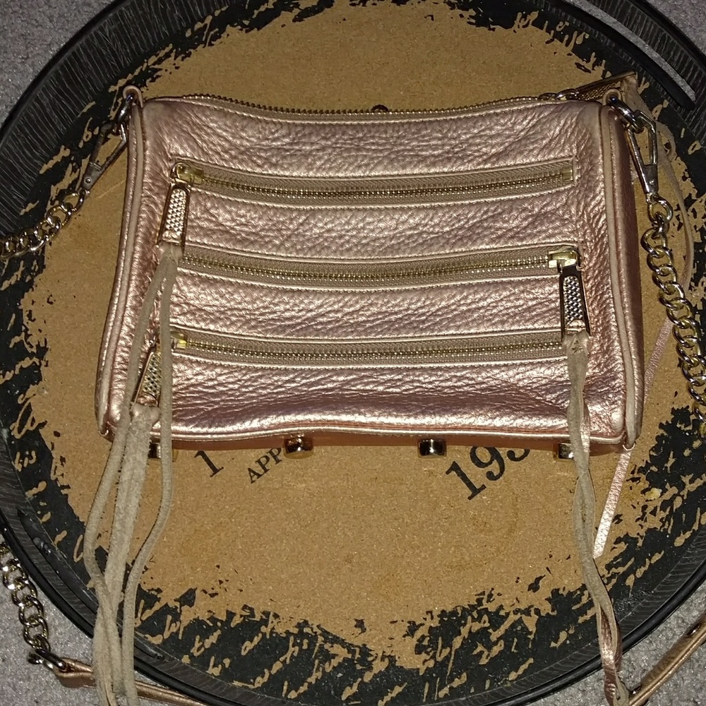 Rebecca Minkoff Rose gold bag with gold hardware